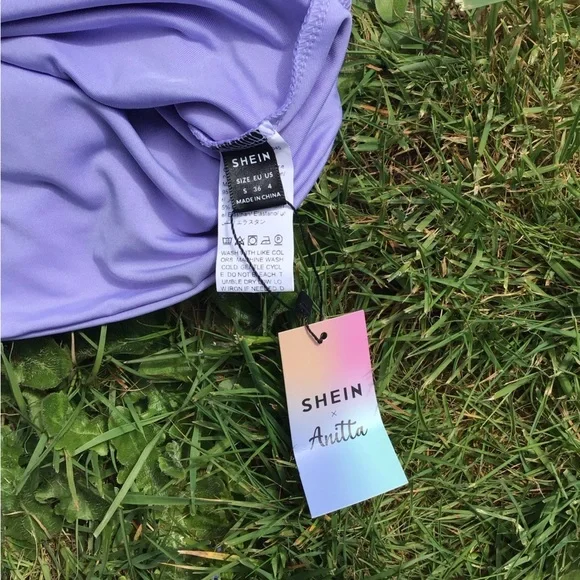 SHEIN One Shoulder Cutout Front Open Back Mini Bodycon Dress Violet Purple Sz S - Picture 4 of 7